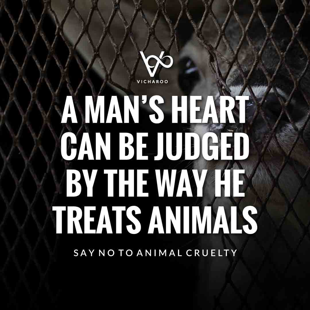 A man’s heart can be judged by the way he treats animals | World Animal Day | International Animal Rights Day Slogans & Quotes