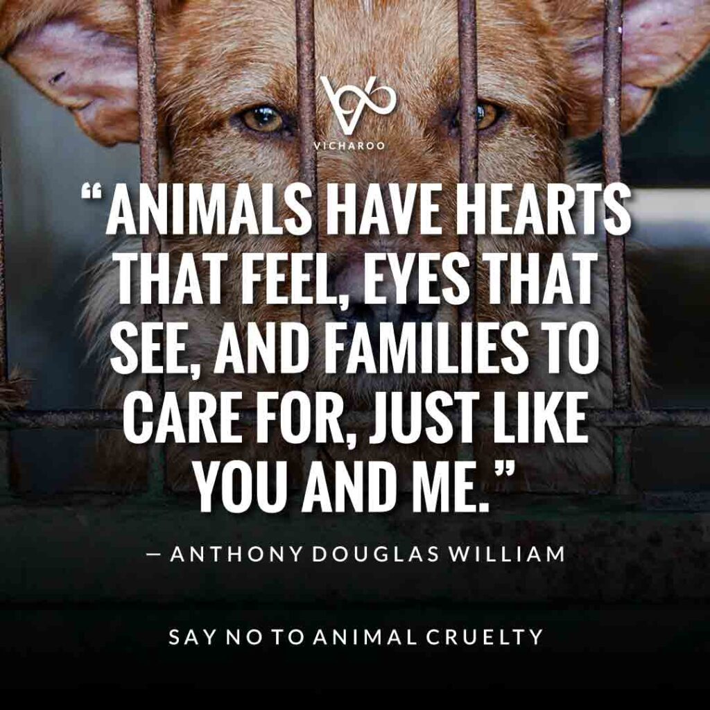 Animals have hearts that feel, eyes that see, and families to care for, just like you and me. — Anthony Douglas Williams | World Animal Day | International Animal Rights Day Slogans & Quotes