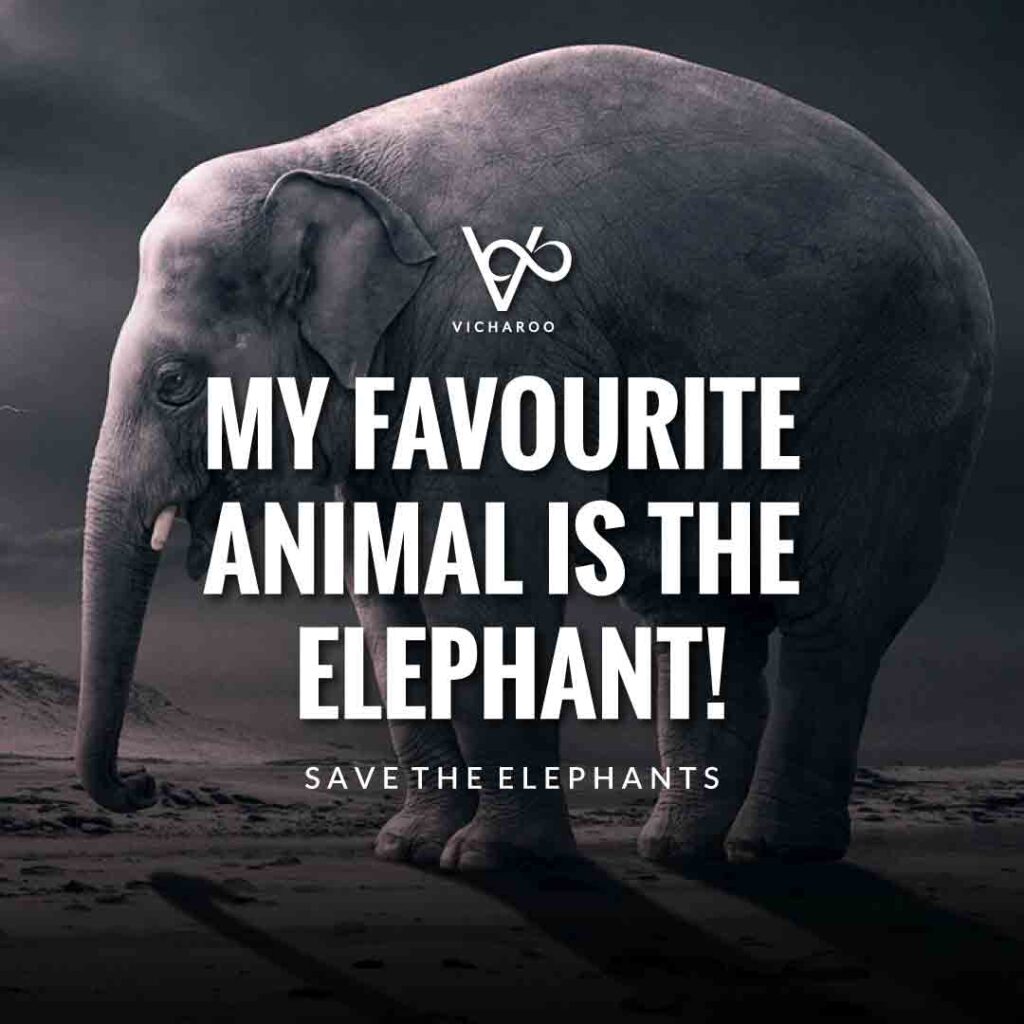 My favourite animal is the elephant | Save Elephants Slogans and Quotes | World Elephant Day