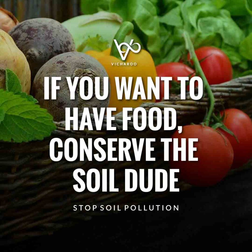 If you want to have food, conserve the soil dude | Land Pollution Slogans and Quotes