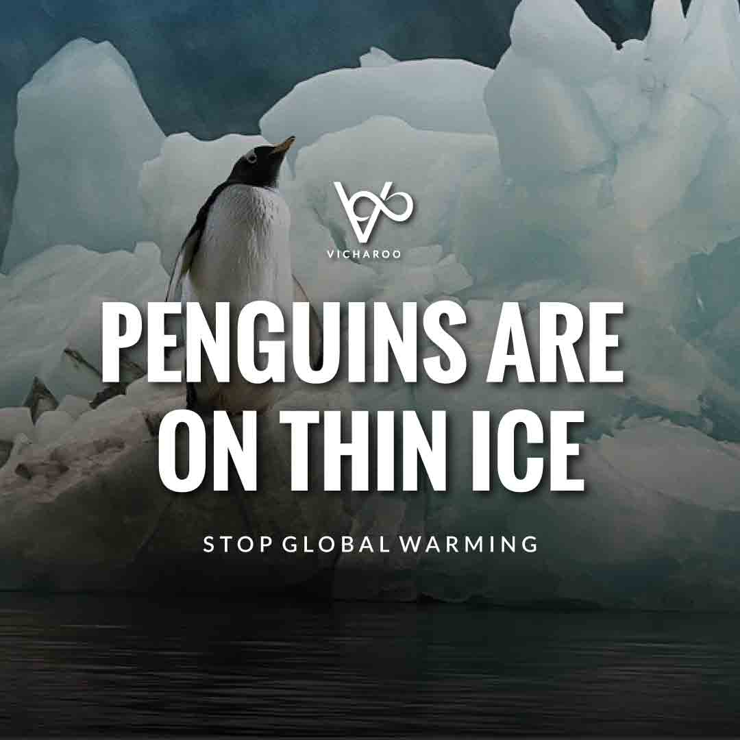Penguins are on Thin Ice: Stop Global Warming | Global Warming Slogans & Quotes