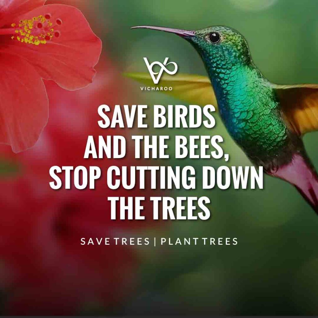 Save birds and the bees, stop cutting down the trees | Save Forests | Tree Plantation Slogans & Quotes | Vicharoo