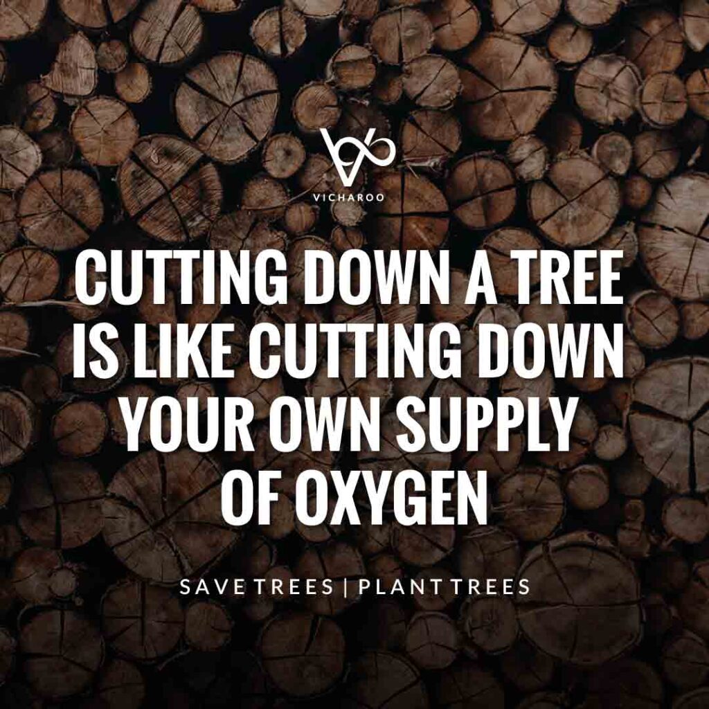 Cutting down a tree is like cutting down your own supply of oxygen | Save Forests | Tree Plantation Slogans & Quotes | Vicharoo