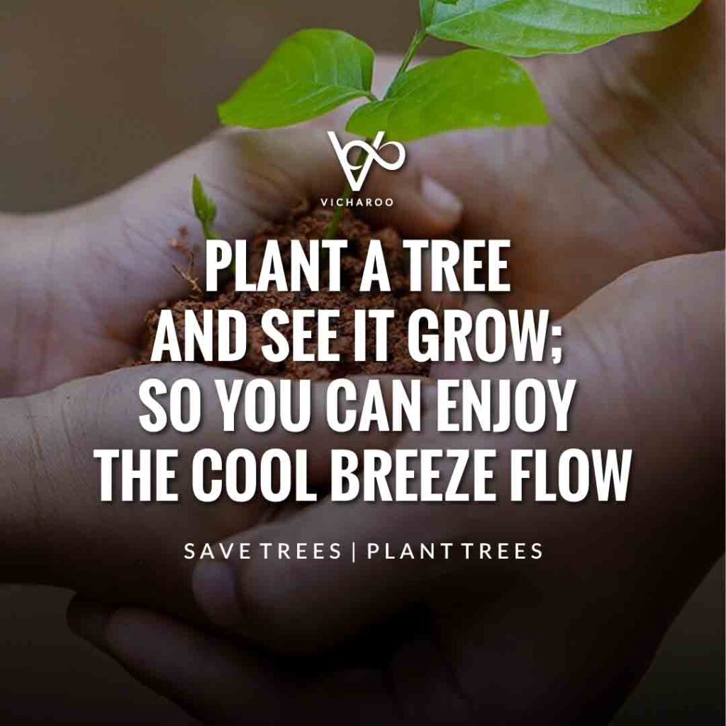 Plant a tree and see it grow, so you can enjoy the cool breeze flow | Save Forests | Tree Plantation Slogans & Quotes | Vicharoo