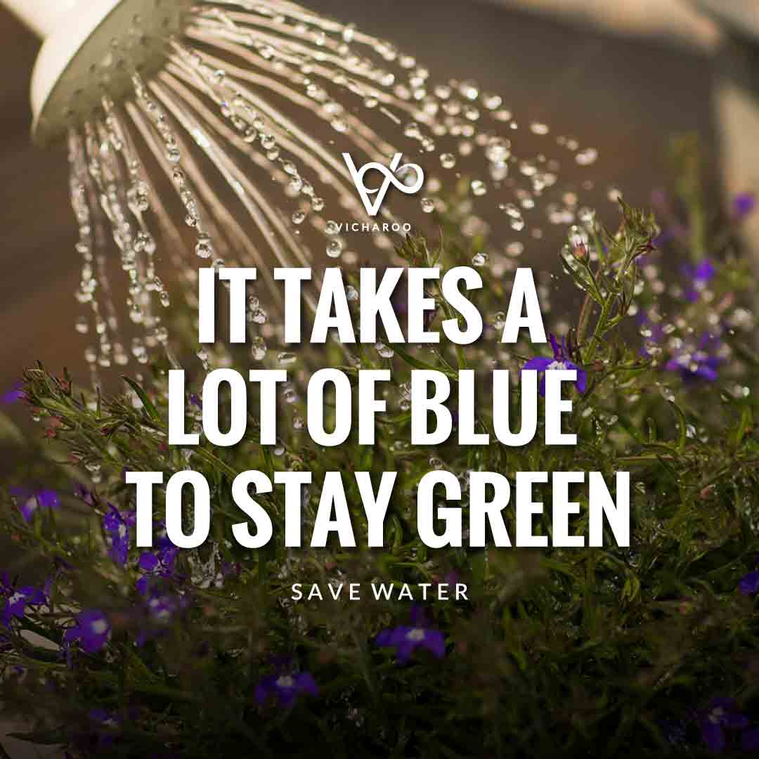 It takes a lot of blue to stay green | Save Water | Water Conservation Slogans and Quotes
