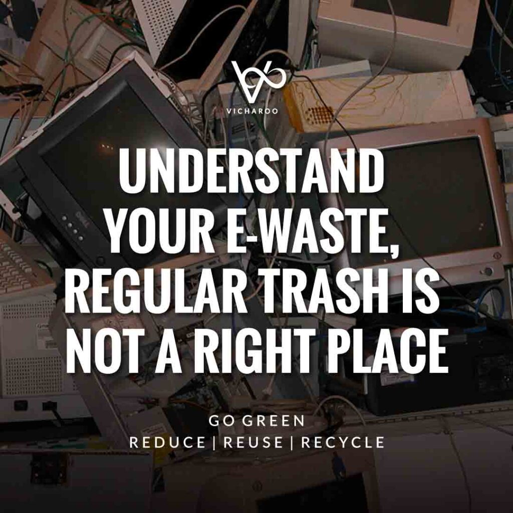 Understand your e-waste, regular trash is not a right place | Reduce Reuse Recycle | Waste Management Slogans & Quotes | Vicharoo