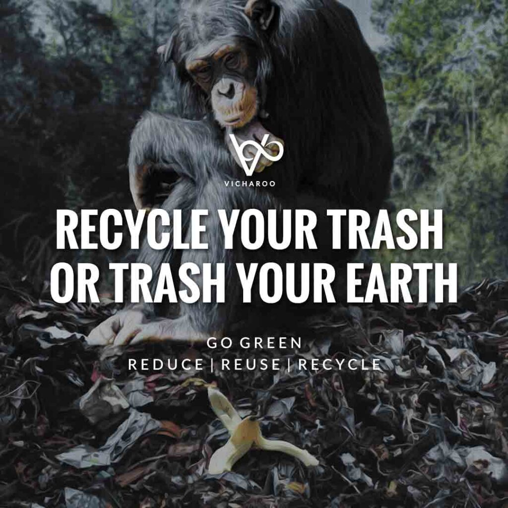 Recycle your trash or trash your earth | Reduce Reuse Recycle | Waste Management Slogans & Quotes | Vicharoo