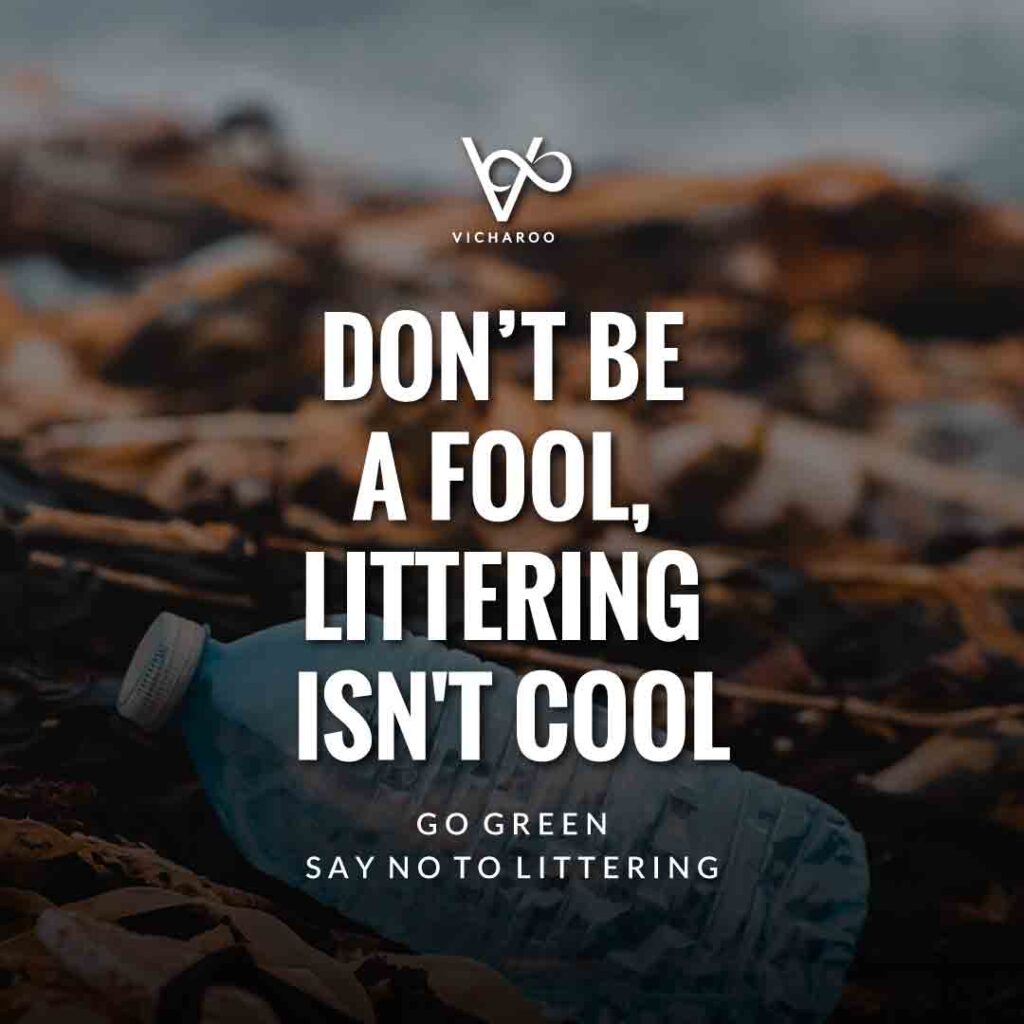 Don't be a fool, littering isn't cool | Reduce Reuse Recycle | Waste Management Slogans & Quotes | Vicharoo