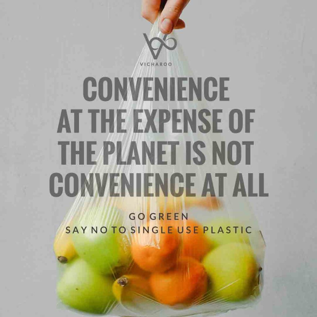Convenience at the expense of the planet is not convenience at all | Say NO to single use plastic | Waste Management Slogans & Quotes | Vicharoo