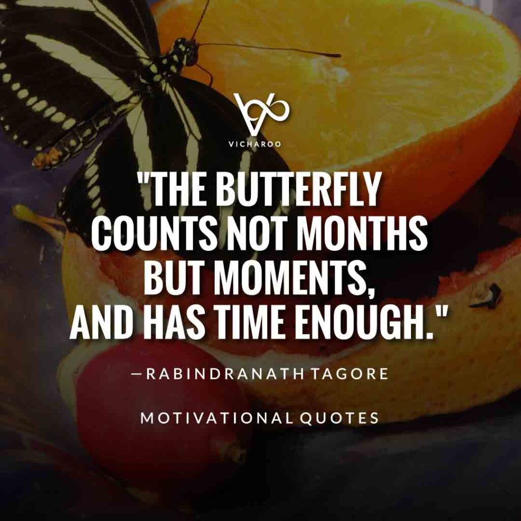The butterfly counts not months but moments, and has time enough. — Rabindranath Tagore | Save Butterfly Slogans and Quotes | National Learn About Butterflies Day